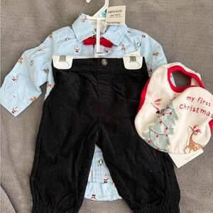 Little Me 6m Christmas outfit and bib